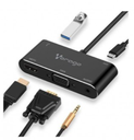 Adaptador Vorago 5 en 1 ADP-350 Usb tipo C a HDMI, VGA, Usb 3.0, Jack 3.5MM, PD