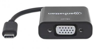 Adaptador USB C a VGA MANHATTAN 151771, Negro, USB C, VGA, Macho/hembra