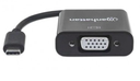 Adaptador USB C a VGA MANHATTAN 151771, Negro, USB C, VGA, Macho/hembra