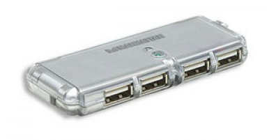Hub USB Manhattan 160599, USB 2.0, Gris, 4 puertos
