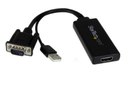 Adaptador VGA a HDMI StarTech.com, VGA, USB, HDMI, Macho/hembra, Negro