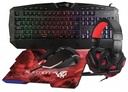 KIT GAMING 4 EN 1 NGC-KRAKEN AUDIFONOS LED TECLADO 114 TECLAS MOUSE 7 BOTONES HASTA 3200DPI MOUSEPAD ROJO
